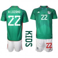 Koszulka piłkarska Meksyk Hirving Lozano #22 Strój Domowy dla dzieci MŚ 2022 tanio Krótki Rękaw (+ Krótkie spodenki)